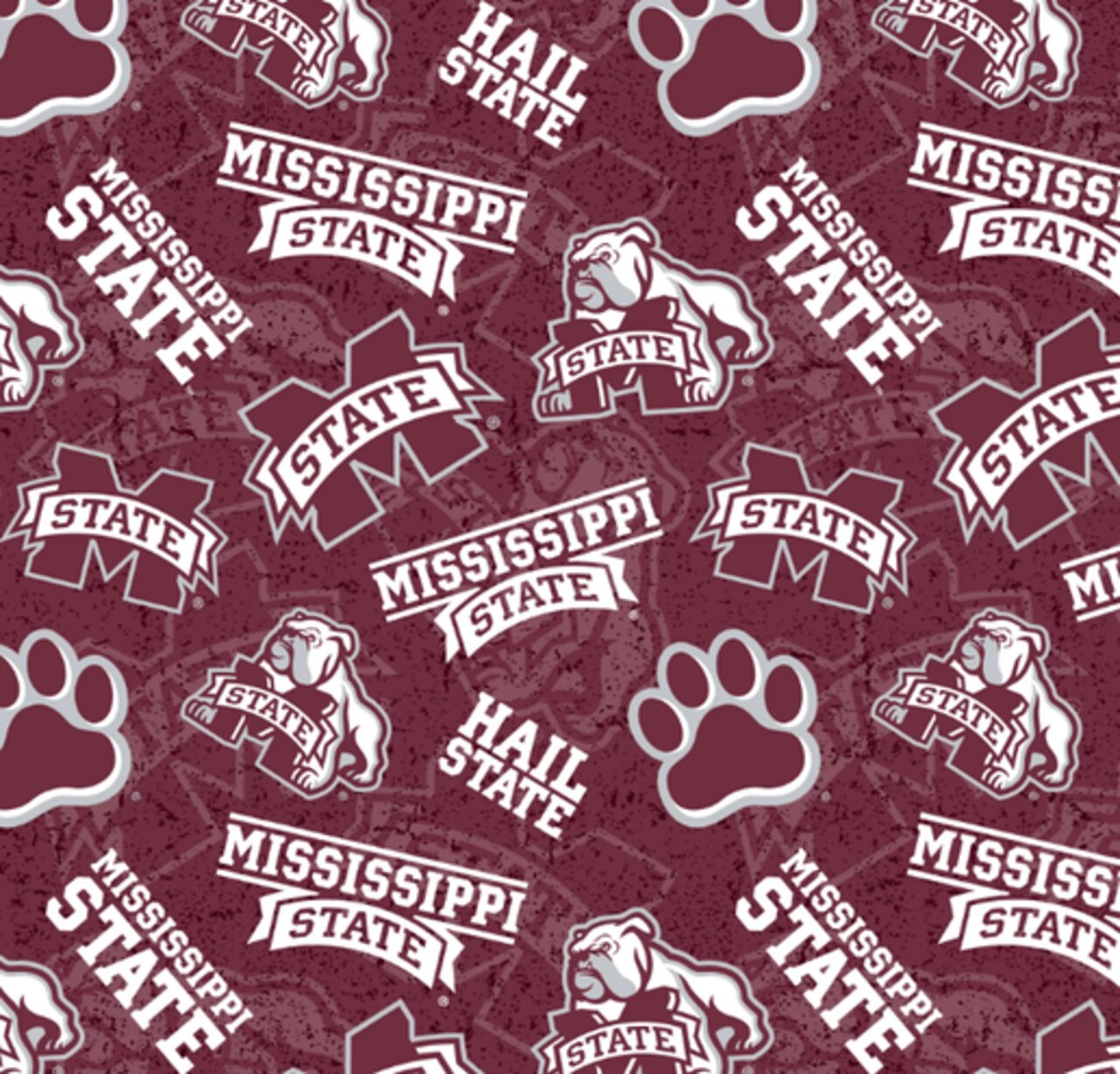 Licensed NCAA Mississippi State University Tone on Tone Cotton Fabric by the Yard
